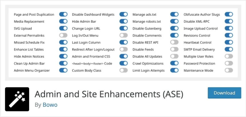 Admin and Site Enhancements (ASE) Pro